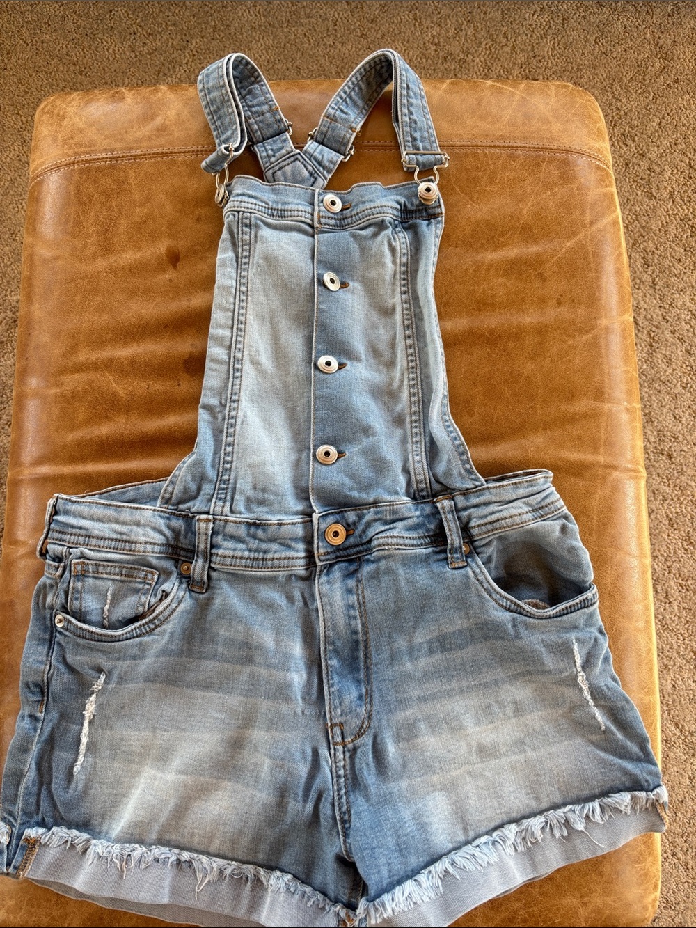 Celebrity Pink Light Blue Denim Short Overalls